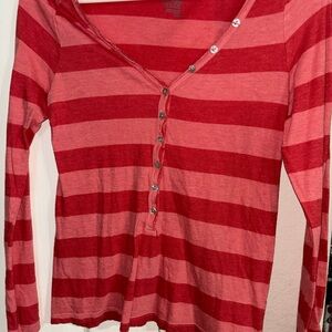 Old Navy Red Striped Button Down Shirt
